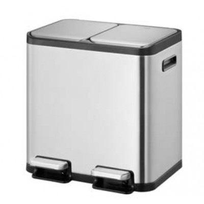 Foot Pedal Trash Bin With 2 Compartments 12L+12L,Stainless Steel waste bin With Pedal