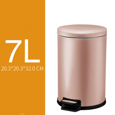 Pedal type stainless steel trash can, cylindrical office trash can